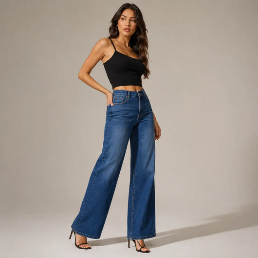Women's Mid Rise BBL Wide Leg Jeans