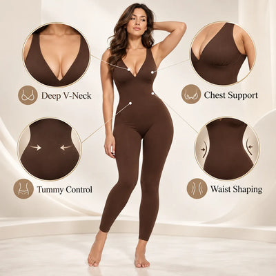 Women's Deep V Compression Shapewear Jumpsuit