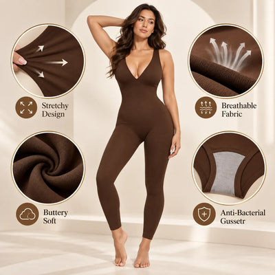 Women's Deep V Compression Shapewear Jumpsuit