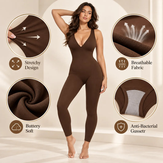 Women's Deep V Compression Shapewear Jumpsuit