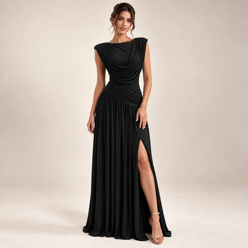 Women’s Cowl Neck Ruched Maxi Dress
