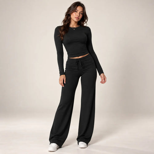 Women’s Knit Crop Top Pants Set