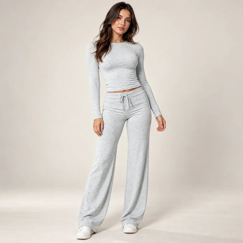 Women’s Knit Crop Top Pants Set