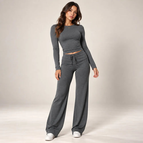 Women’s Knit Crop Top Pants Set