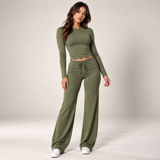 Women’s Knit Crop Top Pants Set