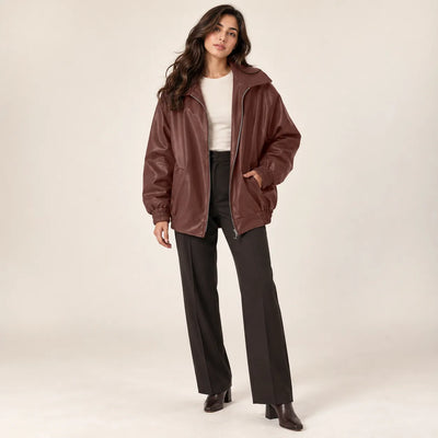 Women’s Oversized Faux Leather Jacket