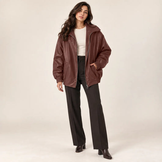 Women’s Oversized Faux Leather Jacket