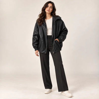 Women’s Oversized Faux Leather Jacket
