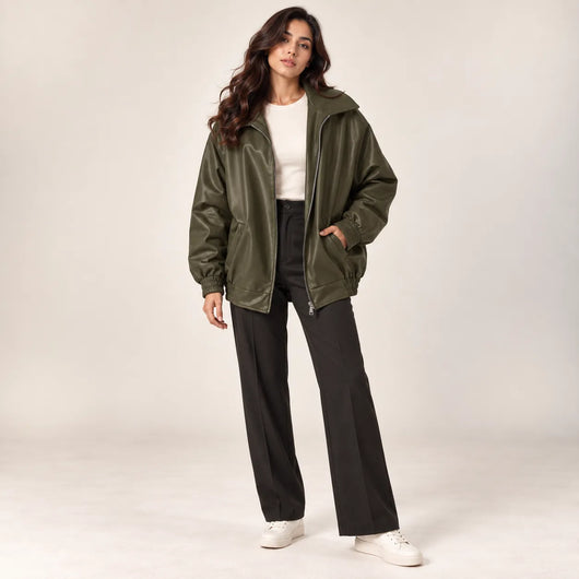 Women’s Oversized Faux Leather Jacket