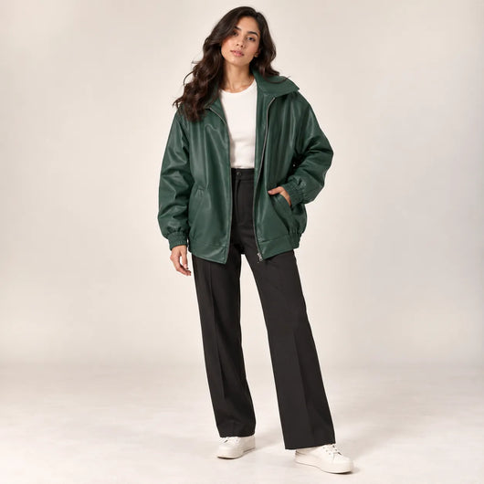 Women’s Oversized Faux Leather Jacket