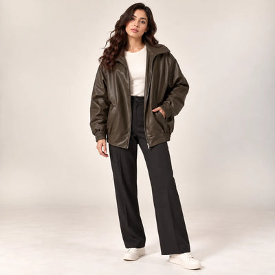 Women’s Oversized Faux Leather Jacket