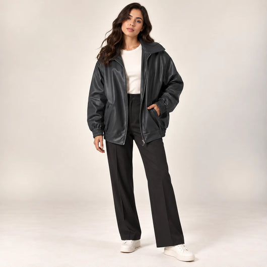 Women’s Oversized Faux Leather Jacket