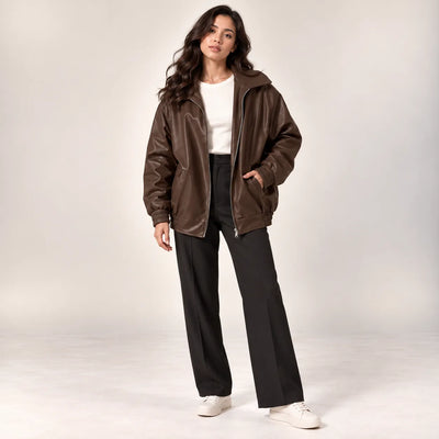 Women’s Oversized Faux Leather Jacket