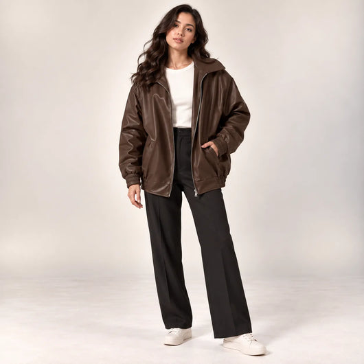 Women’s Oversized Faux Leather Jacket