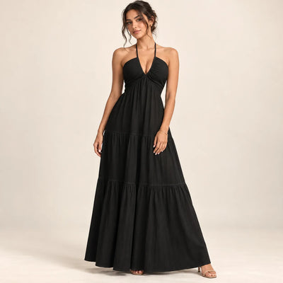 Women’s Halter V Neck Maxi Dress