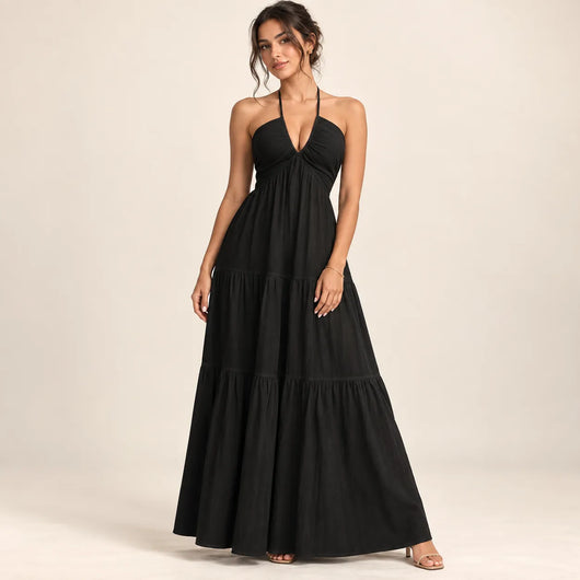 Women’s Halter V Neck Maxi Dress