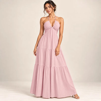 Women’s Halter V Neck Maxi Dress