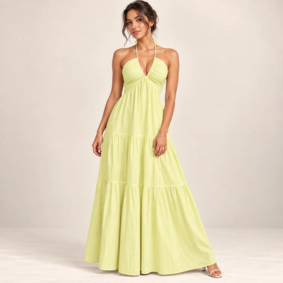 Women’s Halter V Neck Maxi Dress