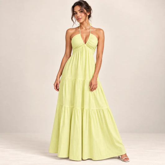 Women’s Halter V Neck Maxi Dress
