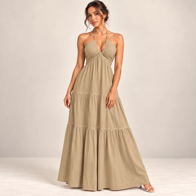 Women’s Halter V Neck Maxi Dress
