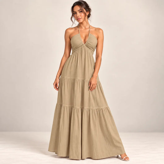 Women’s Halter V Neck Maxi Dress