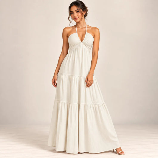 Women’s Halter V Neck Maxi Dress