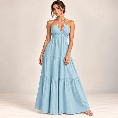 Women’s Halter V Neck Maxi Dress