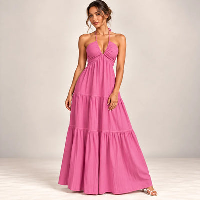 Women’s Halter V Neck Maxi Dress