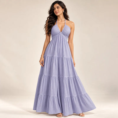 Women’s Halter V Neck Maxi Dress