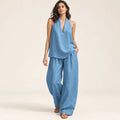 Women’s V Neck Linen Two Piece Set