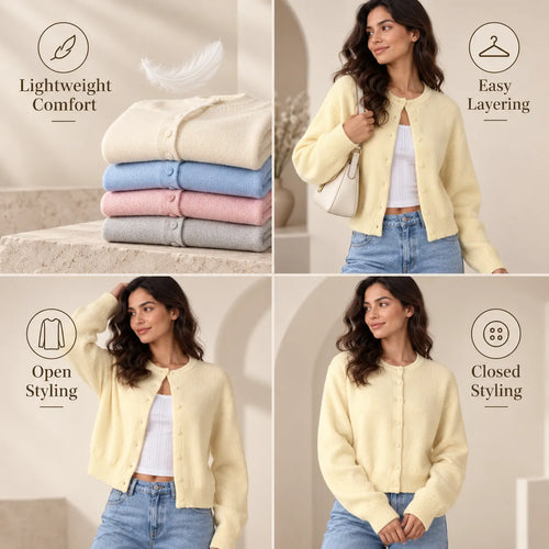 Women’s Cropped Button Up Cardigan