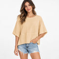 Women's Summer Casual Crewneck Batwing Loose Fit Top