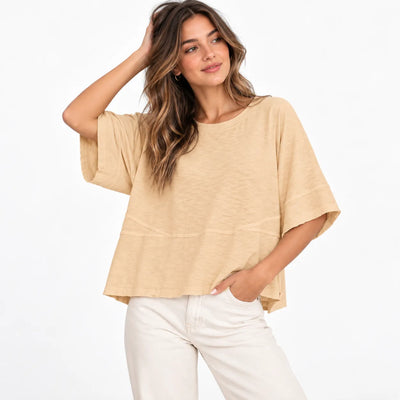 Women's Summer Casual Crewneck Batwing Loose Fit Top