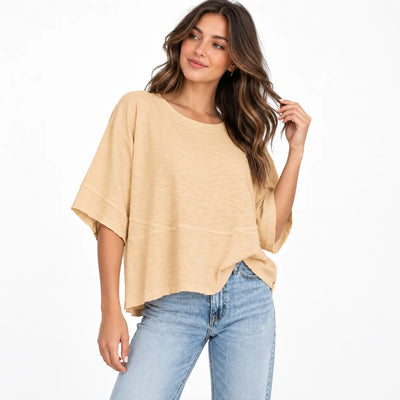 Women's Summer Casual Crewneck Batwing Loose Fit Top