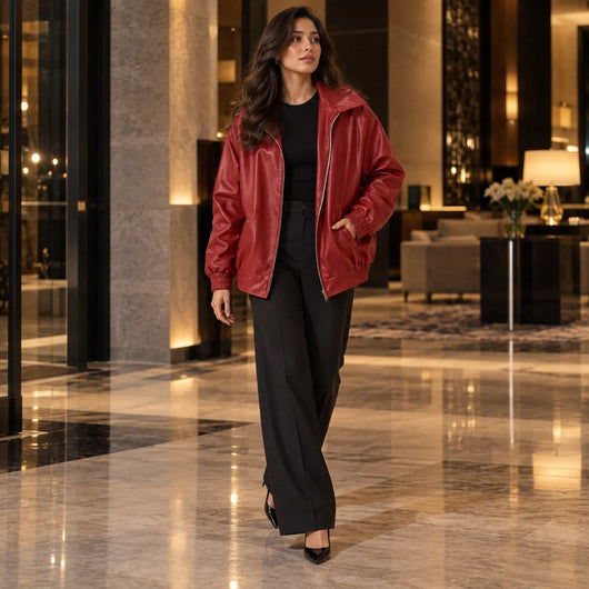 Women’s Oversized Faux Leather Jacket