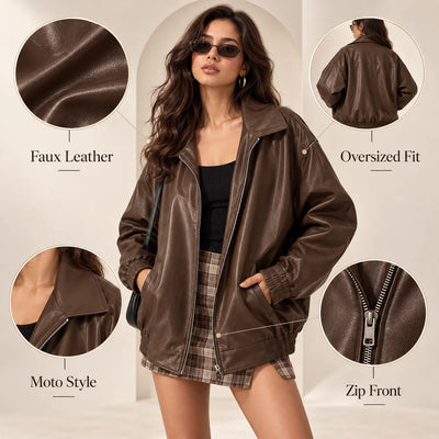 Women’s Oversized Faux Leather Jacket