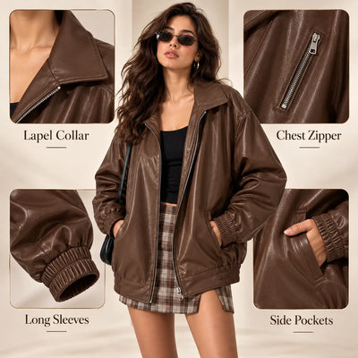 Women’s Oversized Faux Leather Jacket