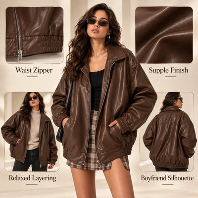 Women’s Oversized Faux Leather Jacket