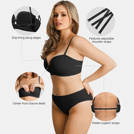 Seamless Strapless Front Closure Push-Up Bra